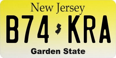 NJ license plate B74KRA
