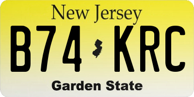 NJ license plate B74KRC