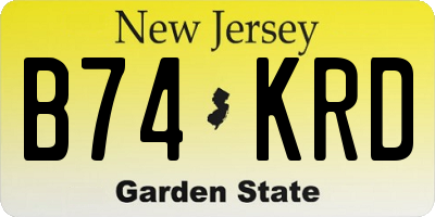 NJ license plate B74KRD