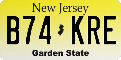 NJ license plate B74KRE