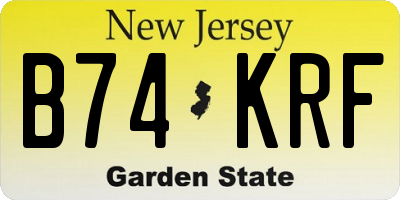 NJ license plate B74KRF