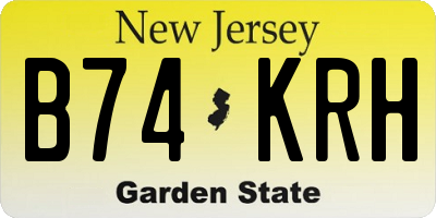 NJ license plate B74KRH
