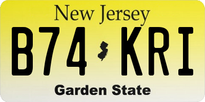 NJ license plate B74KRI