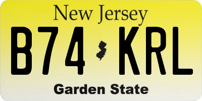 NJ license plate B74KRL