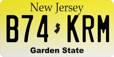 NJ license plate B74KRM