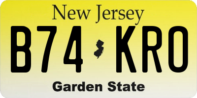 NJ license plate B74KRO