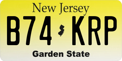 NJ license plate B74KRP