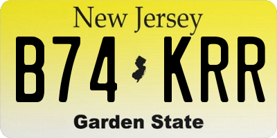 NJ license plate B74KRR