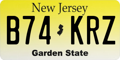 NJ license plate B74KRZ