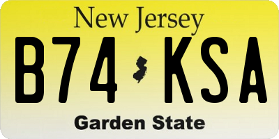 NJ license plate B74KSA