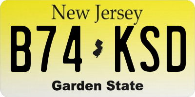 NJ license plate B74KSD
