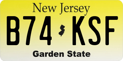 NJ license plate B74KSF