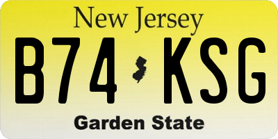 NJ license plate B74KSG