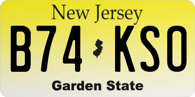 NJ license plate B74KSO