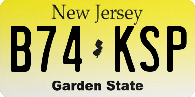 NJ license plate B74KSP