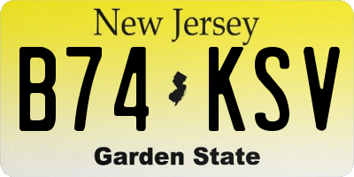 NJ license plate B74KSV