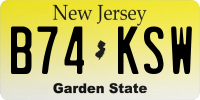 NJ license plate B74KSW