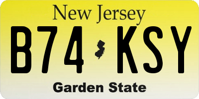 NJ license plate B74KSY