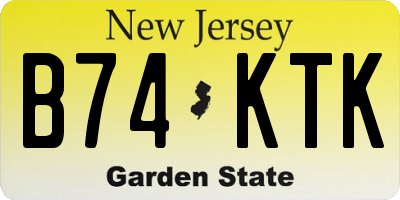 NJ license plate B74KTK
