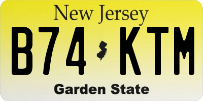 NJ license plate B74KTM