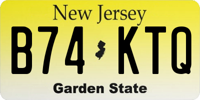 NJ license plate B74KTQ