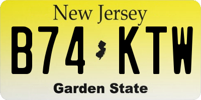 NJ license plate B74KTW