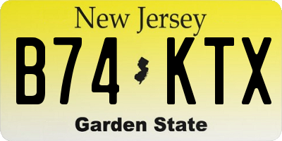 NJ license plate B74KTX