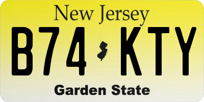 NJ license plate B74KTY