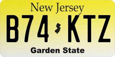 NJ license plate B74KTZ