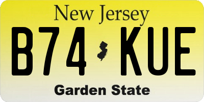 NJ license plate B74KUE