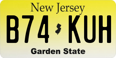NJ license plate B74KUH
