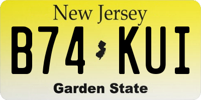 NJ license plate B74KUI