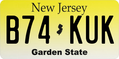 NJ license plate B74KUK