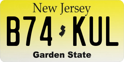 NJ license plate B74KUL