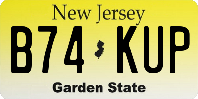 NJ license plate B74KUP