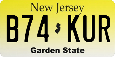 NJ license plate B74KUR
