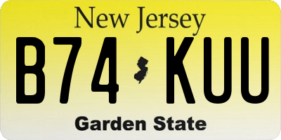 NJ license plate B74KUU