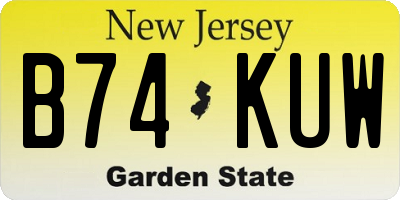 NJ license plate B74KUW
