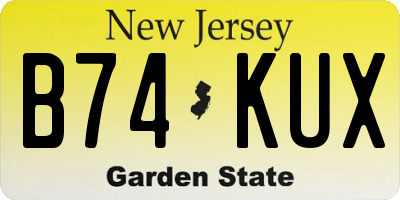 NJ license plate B74KUX