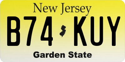 NJ license plate B74KUY