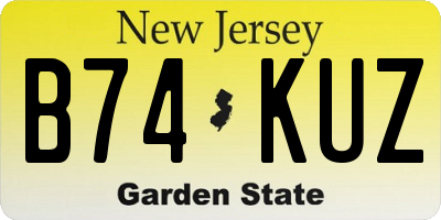 NJ license plate B74KUZ