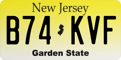NJ license plate B74KVF