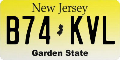 NJ license plate B74KVL