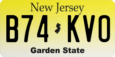 NJ license plate B74KVO