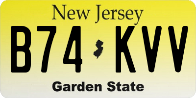 NJ license plate B74KVV