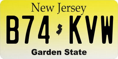 NJ license plate B74KVW