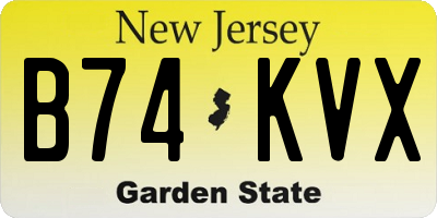 NJ license plate B74KVX
