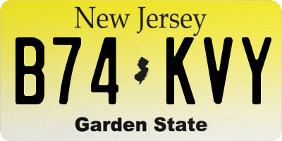 NJ license plate B74KVY