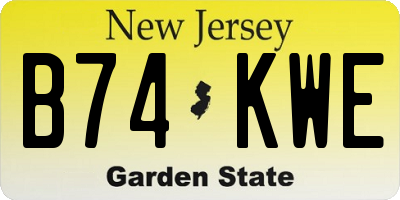 NJ license plate B74KWE