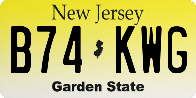 NJ license plate B74KWG